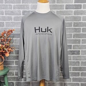 Huk‎ Performance Fishing Shirt Men's XXL Gray Long Sleeve Quick Dry Outdoor